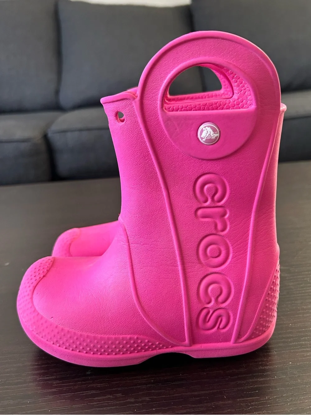 Crocs Kids' Handle Rain Boots - Bright Pink